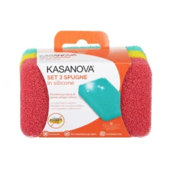 Set 3 spugne antigraffio colorate in silicone