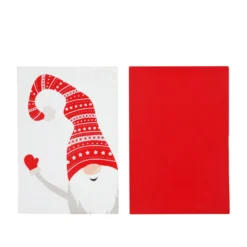 Set 2 strofinacci gnomi Natale bianco e rosso