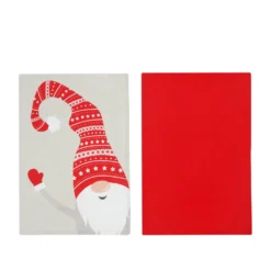 Set 2 strofinacci gnomi Natale grigio e rosso