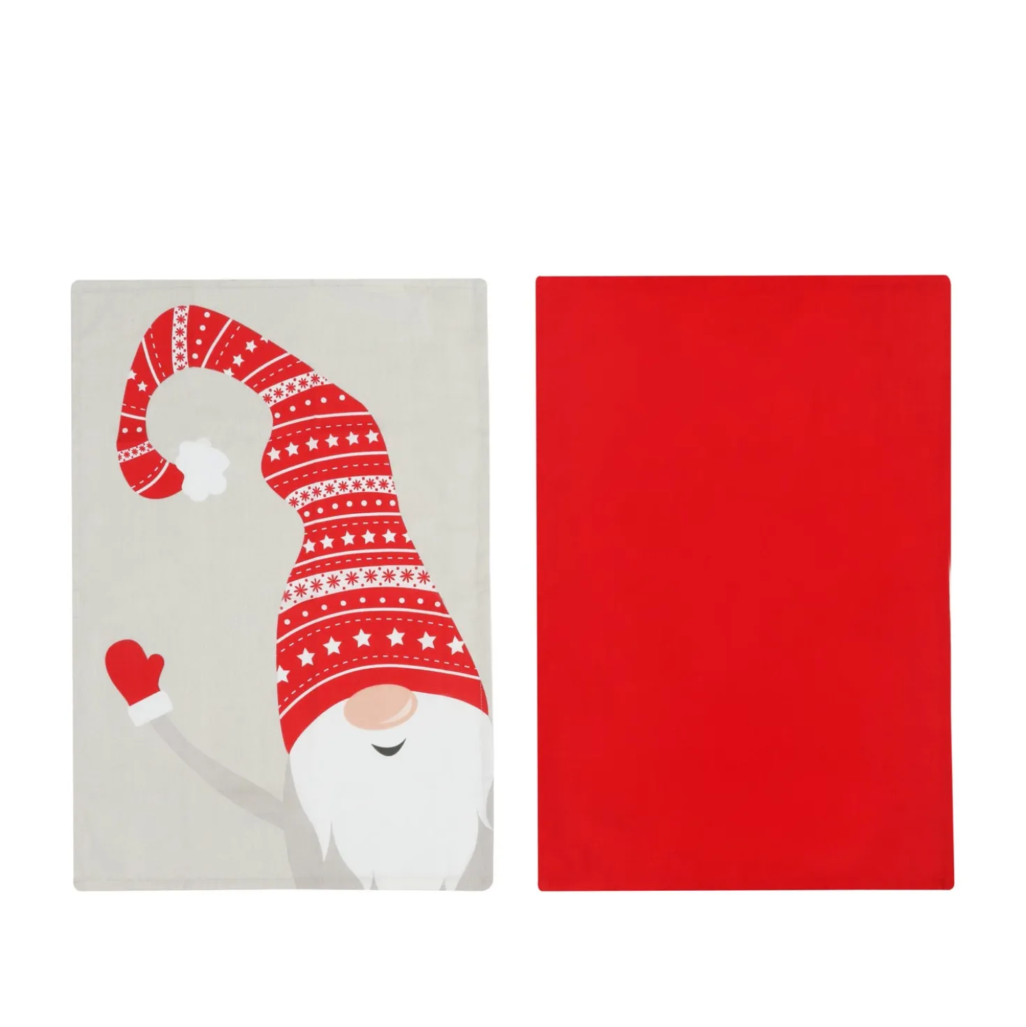 Set 2 strofinacci gnomi Natale grigio e rosso