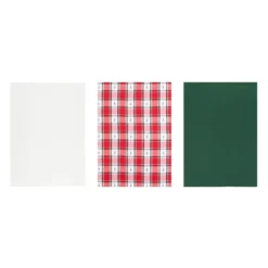 Set 3 strofinacci tartan alberi con cestino