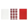 Set 3 strofinacci tartan bianco con cestino