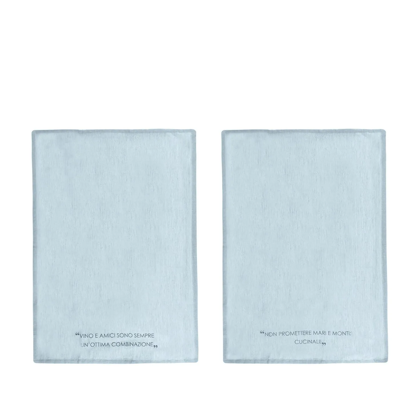 Set 2 strofinacci 45x65 cm ottanio con scritta in misto cotone