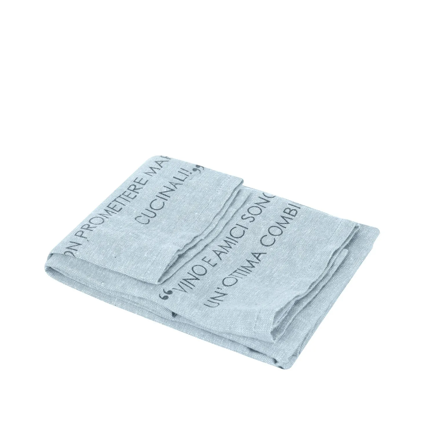 Set 2 strofinacci 45x65 cm ottanio con scritta in misto cotone
