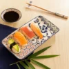 Set sushi 3 pezzi piattino rettangolare blu rosso Sushiko