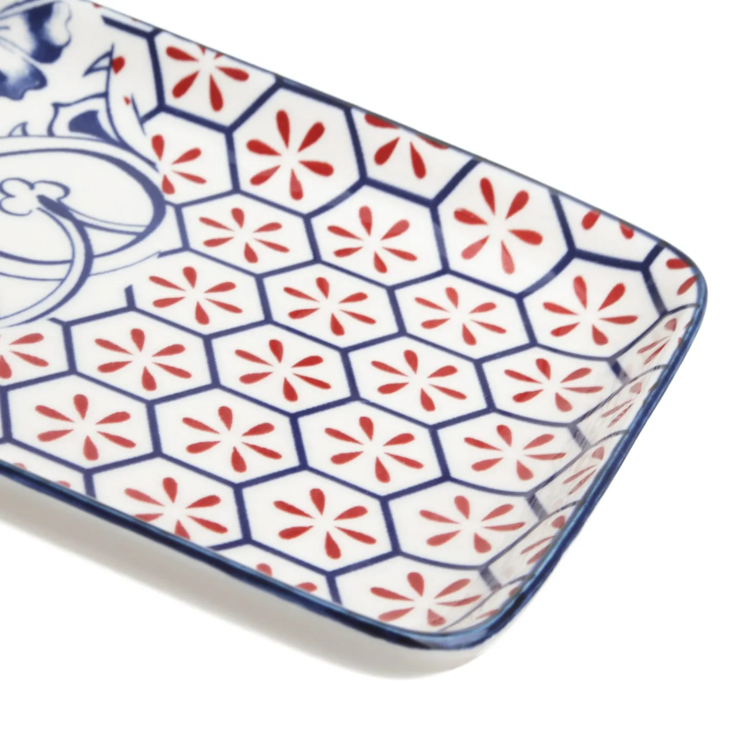 Set sushi 3 pezzi piattino rettangolare blu rosso Sushiko