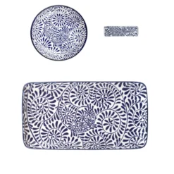 Set sushi 3 pezzi piattino rettangolare blu Sushiko