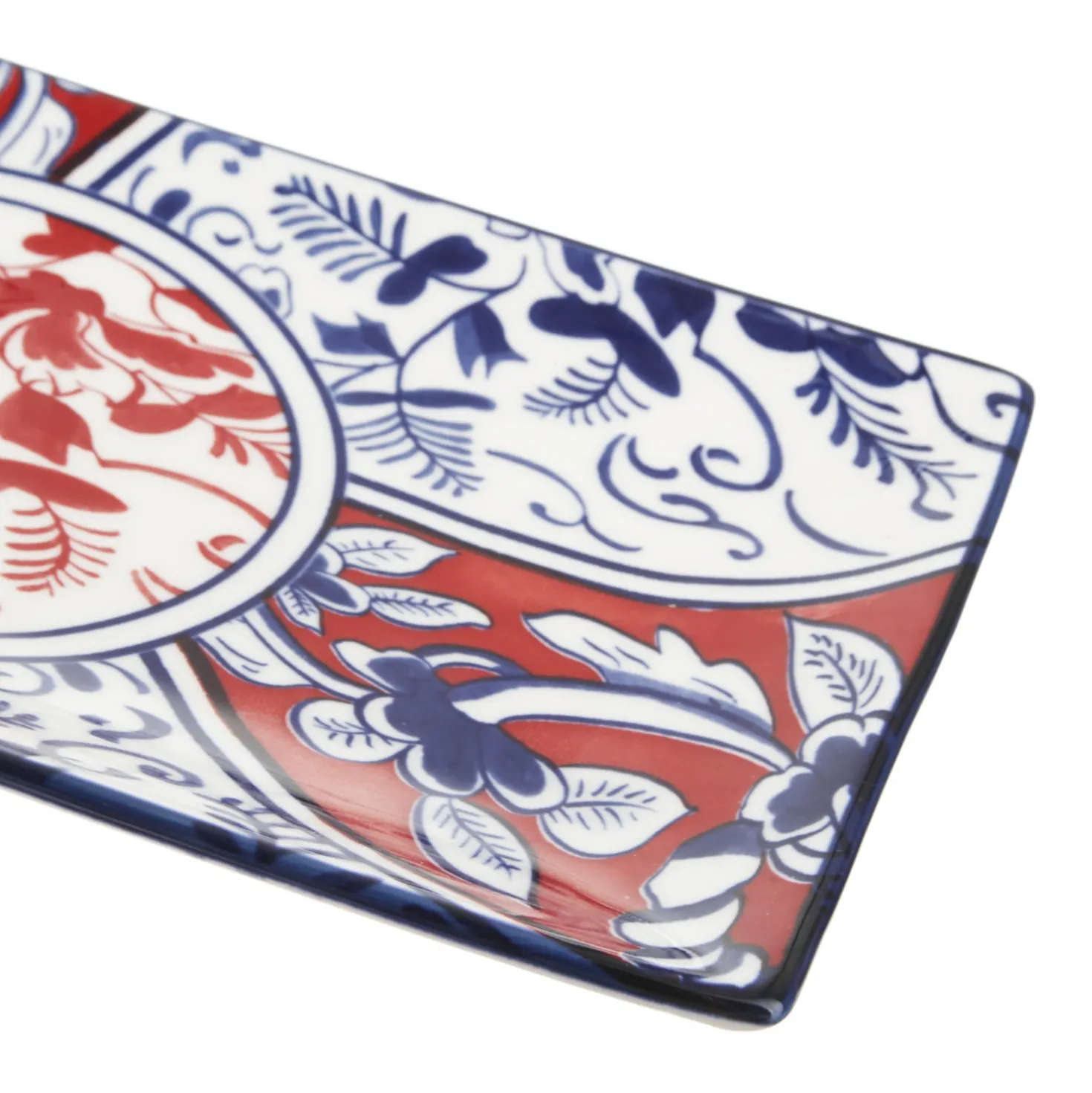 Set sushi 3 pezzi piattino rettangolare 28 cm rosso blu Sushiko
