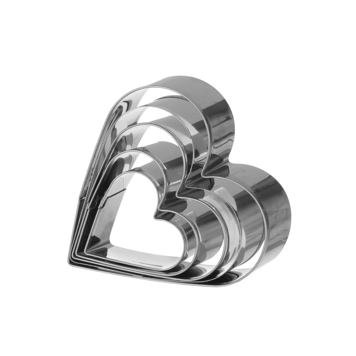 Set 5 tagliabiscotti cuori acciaio inox