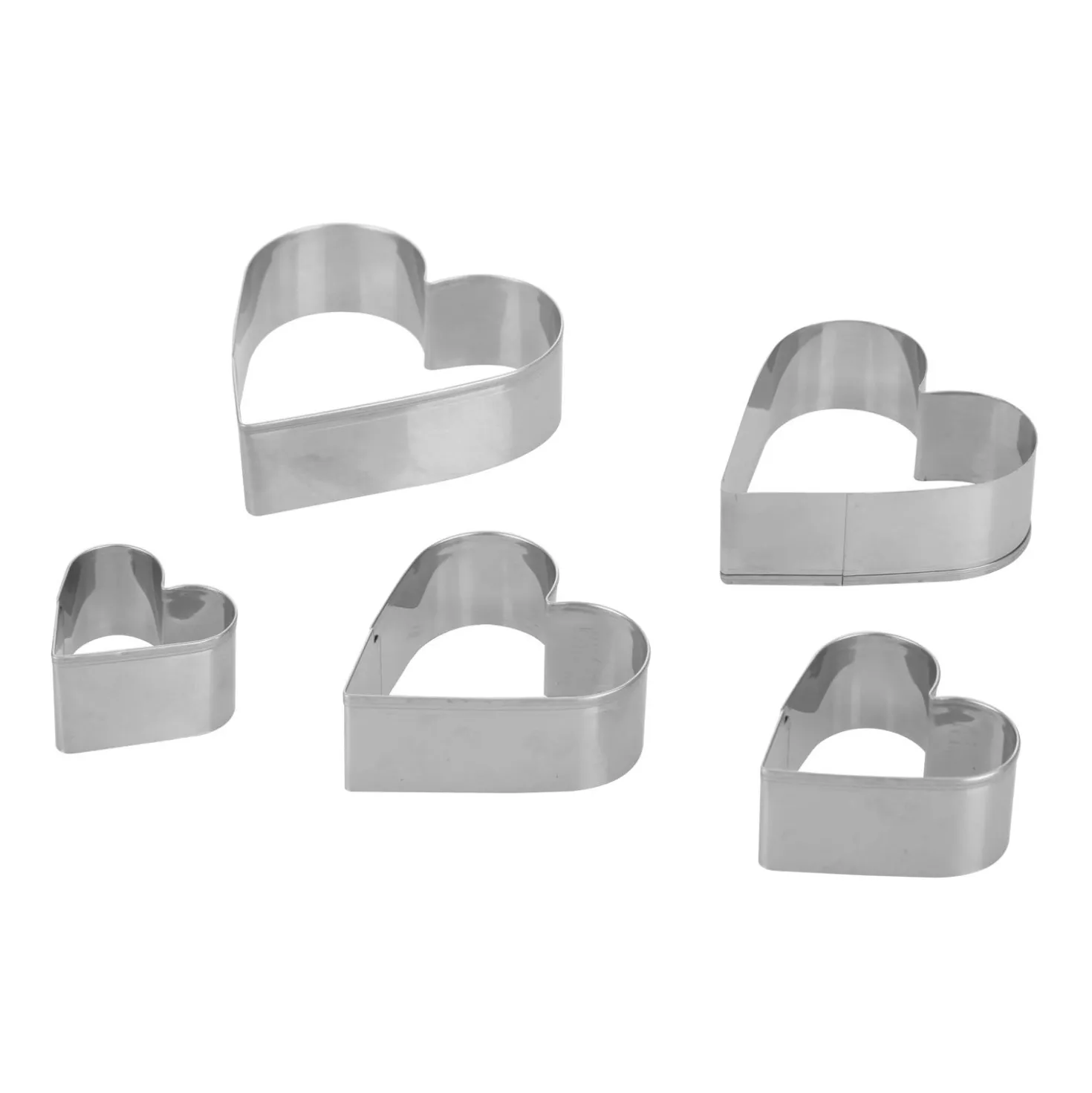 Set 5 tagliabiscotti cuori acciaio inox