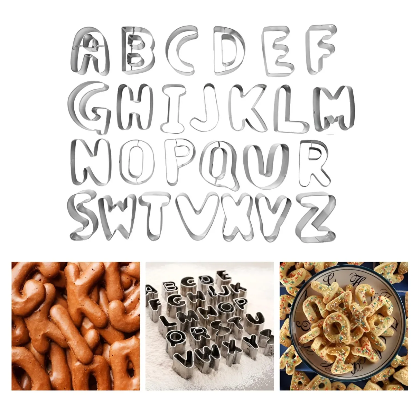 Set 26 tagliabiscotti lettere acciaio Baker's Secret