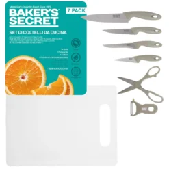 Set tagliere, 4 coltelli, forbici e pelapatate Baker's Secret