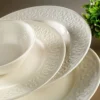 Set tavola bianco bordo decorato 24 pezzi in porcellana