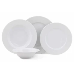Set tavola bianco bordo decorato 24 pezzi in porcellana