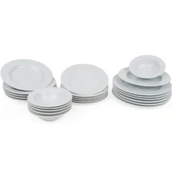 Set tavola bianco bordo decorato 24 pezzi in porcellana