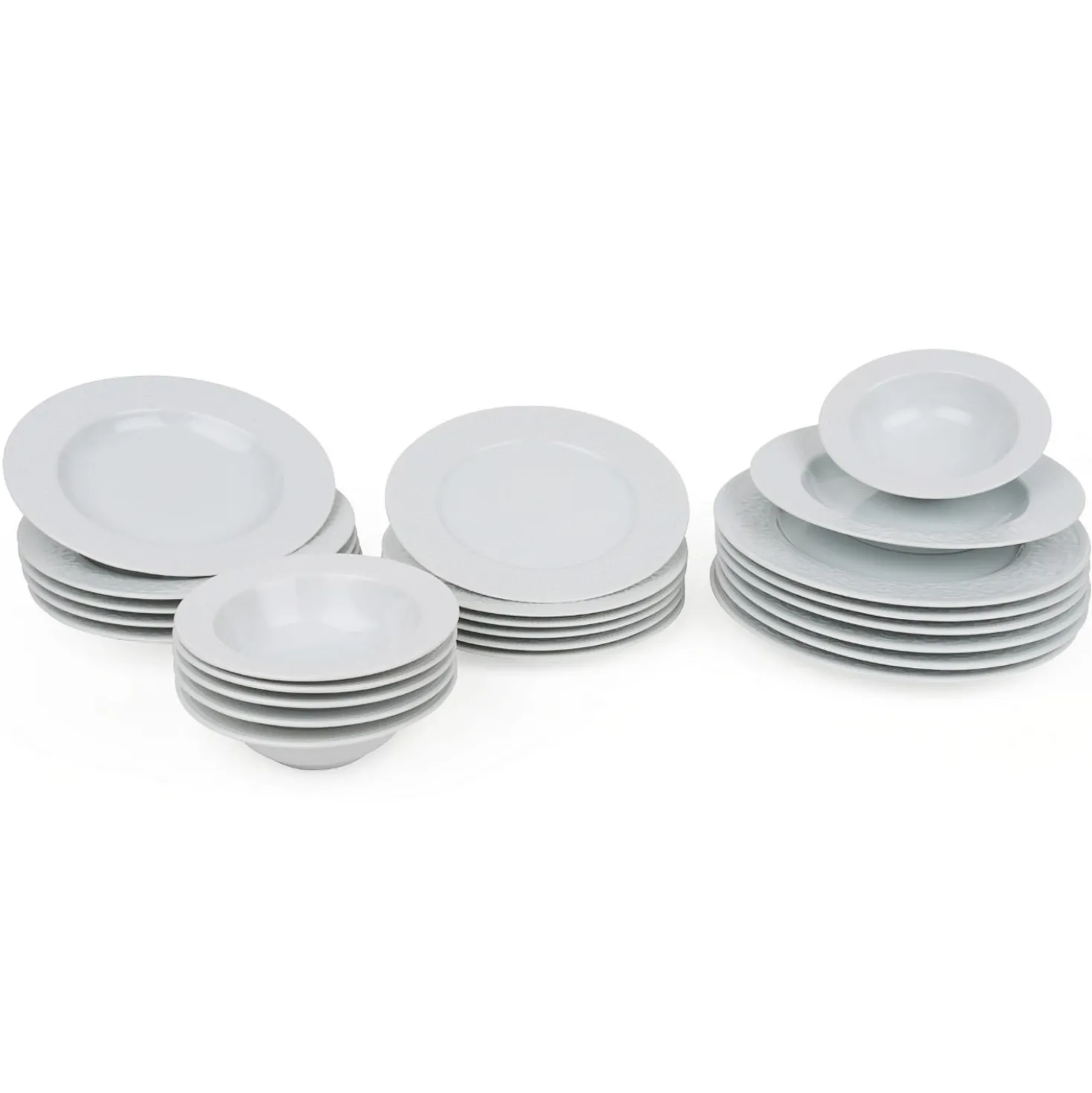 Set tavola bianco bordo decorato 24 pezzi in porcellana