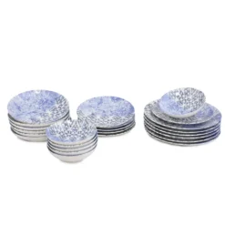 Set tavola doppio decoro 24 pezzi in porcellana