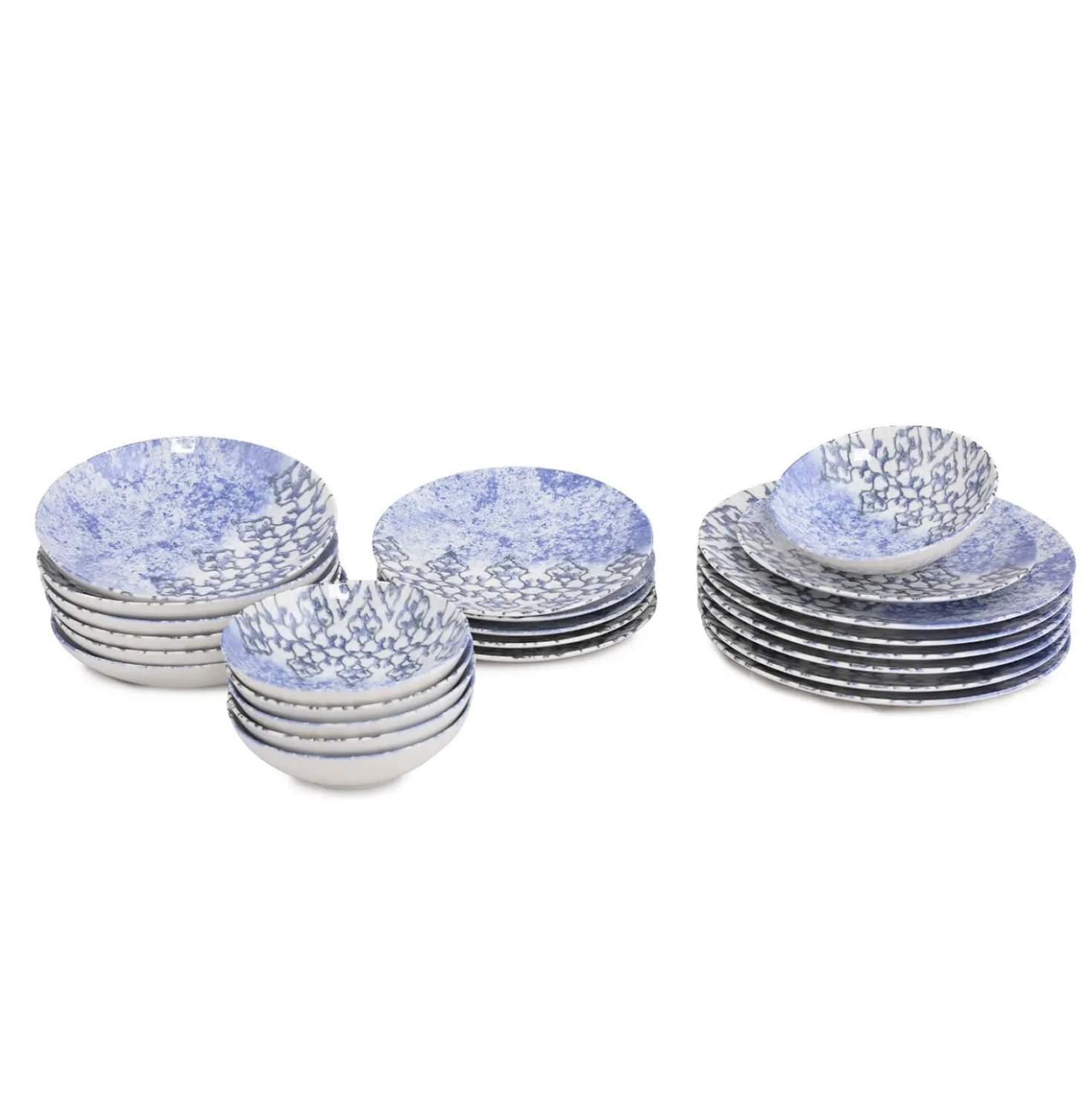 Set tavola doppio decoro 24 pezzi in porcellana