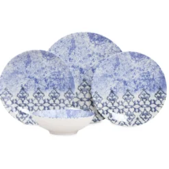 Set tavola doppio decoro 24 pezzi in porcellana