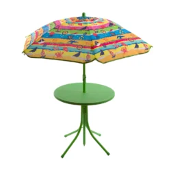 Set tavolino, ombrellone e 2 sedie bambino verde