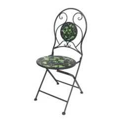 Set tavolo giardino e 2 sedie nero foglie ferro