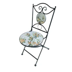 Set tavolo rotondo e 2 sedie ceramica Birds