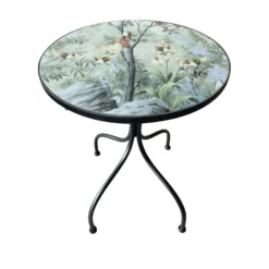Set tavolo rotondo e 2 sedie ceramica Birds