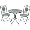 Set tavolo rotondo e 2 sedie effetto marmo grigio