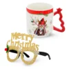 Set tazza gnomo rosso 340 ml e occhiali natalizi
