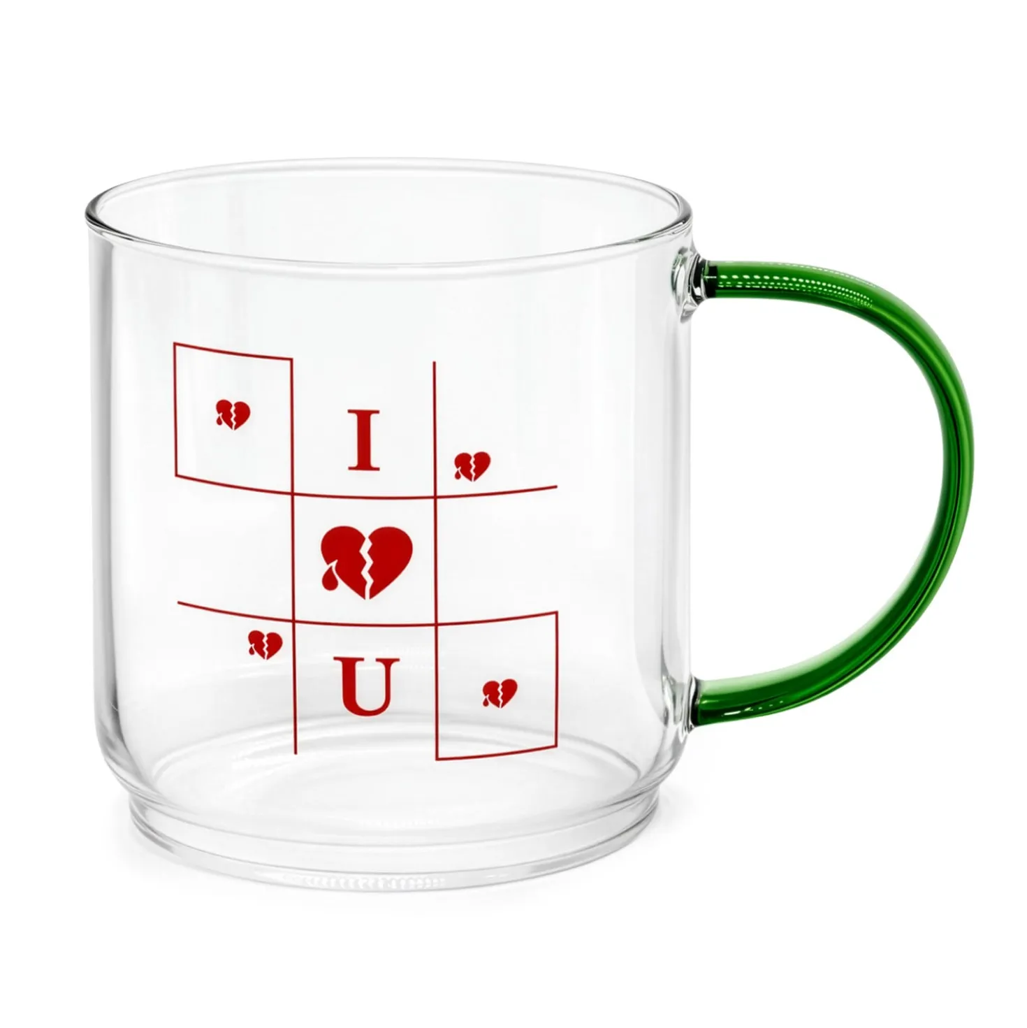 Set 4 tazze 450 ml in vetro Games Love
