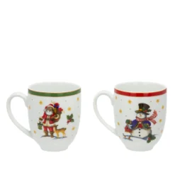 Set 2 tazze 300 ml Pupazzo e Babbo Natale