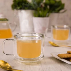 Set 2 tazze tè 200 ml in vetro borosilicato