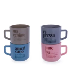 Set 4 tazzine caffè in vetro con stand Glassy