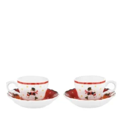 Set tazzine caffè pupazzo di neve in porcellana, 2 pezzi