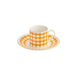 Set 2 tazzine con piattini arancioni