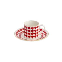Set 2 tazzine con piattini rossi
