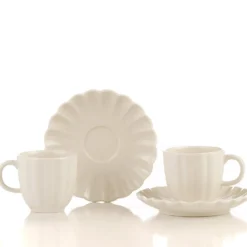 Set 2 tazzine e 2 piattini bianchi