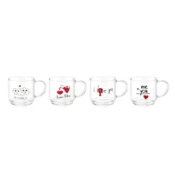 Set 4 tazzine 100 ml in vetro Love up