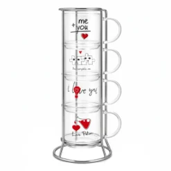 Set 4 tazzine 100 ml in vetro Love up