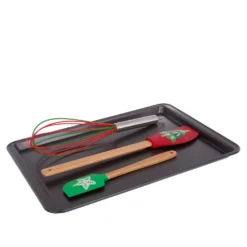 Set teglia biscotti, frusta e 2 spatole natalizie