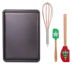 Set teglia biscotti, frusta e 2 spatole natalizie