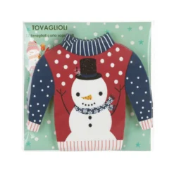 Set 12 tovaglioli Natale maglione pupazzo di neve in carta