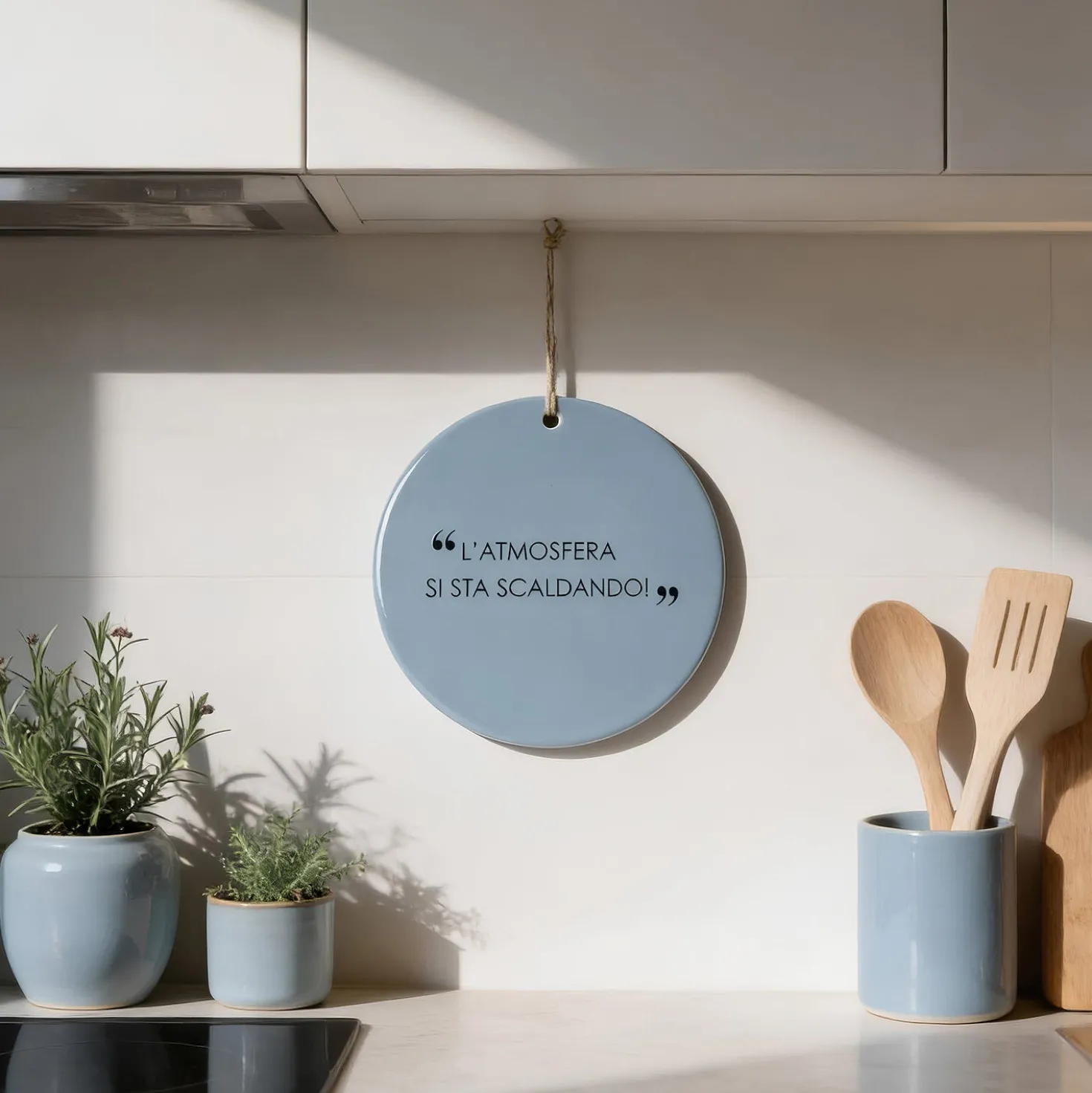 Sottopentola in ceramica blu 20 cm scritta Quotes