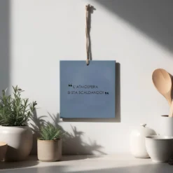 Sottopentola in ceramica blu 20x20 cm scritta Quotes