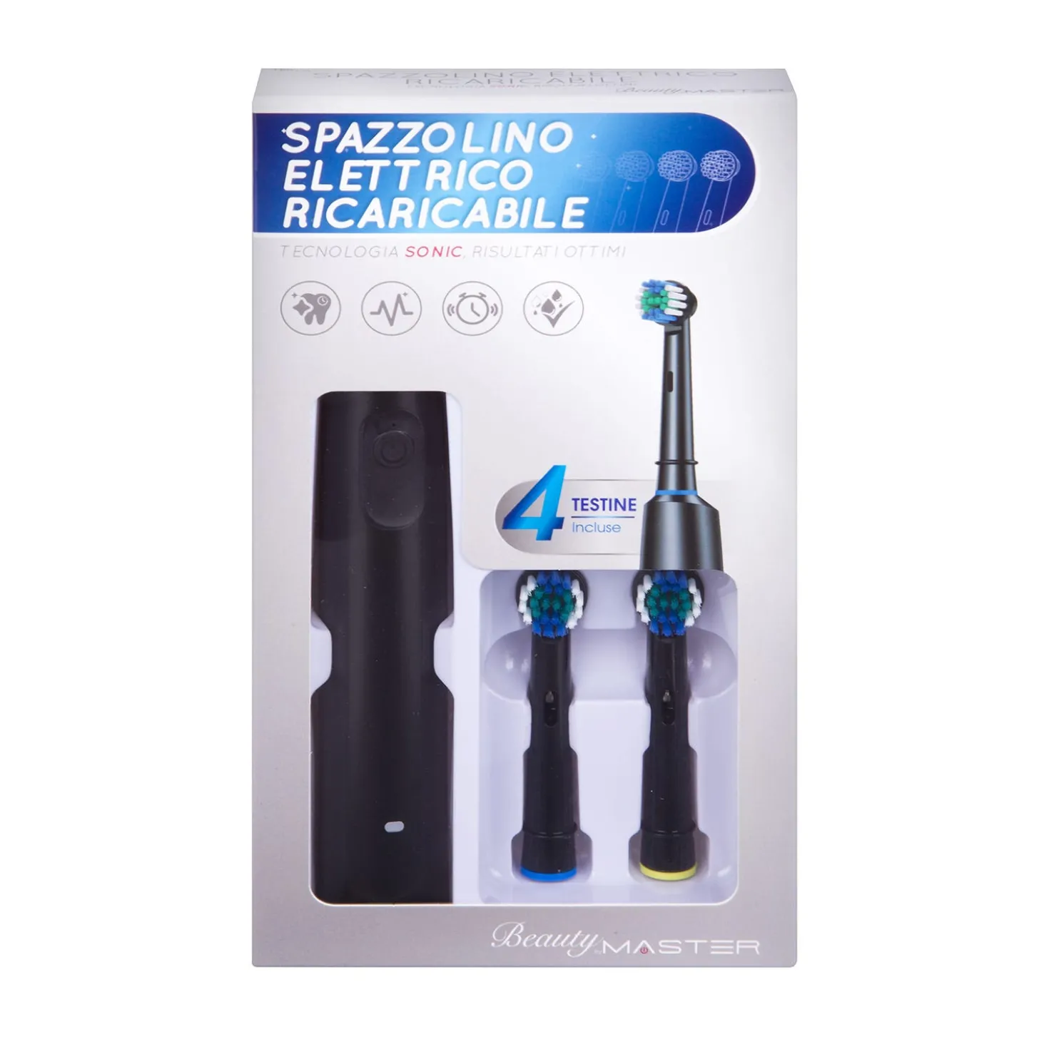 Spazzolino elettrico ricaricabile con 4 testine