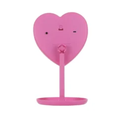 Specchio da tavolo cuore con led fucsia