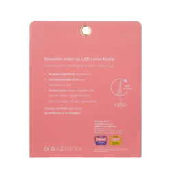 Specchio da tavolo cuore con led fucsia