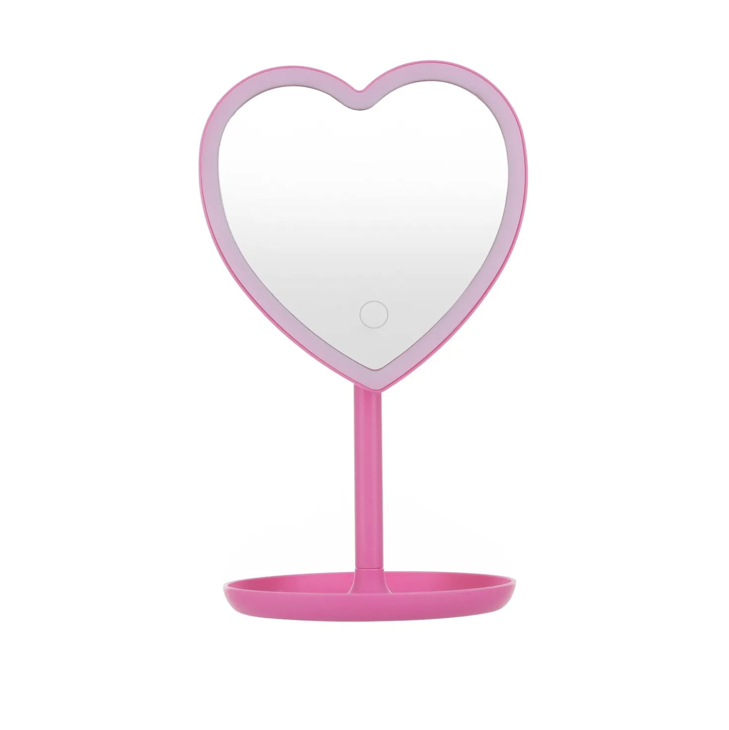 Specchio da tavolo cuore con led fucsia