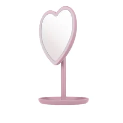 Specchio da tavolo cuore con led rosa