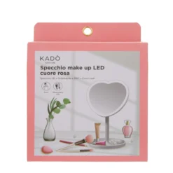 Specchio da tavolo cuore con led rosa